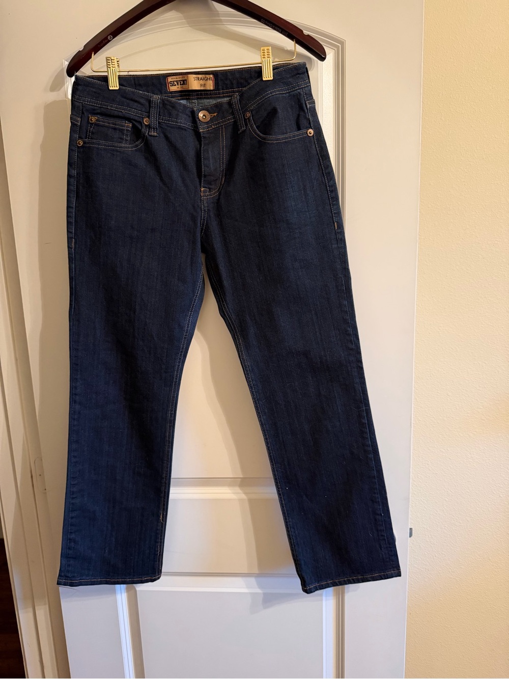 Seven7 Straight Leg Jeans in Dark Blue Denim